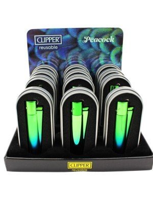 Wholesale Clipper Reusable Metal Flint Lighter Set - Peacock