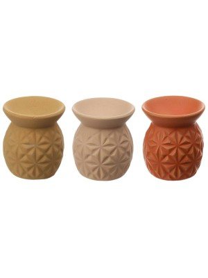 Eden Ceramic Oil Burner With Embossed Triangle Pattern - Assorted
