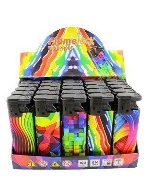Wholesale Flamejack Windproof Lighters "Multi Colour Design"- Assorted