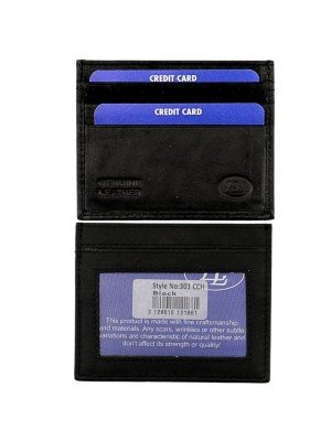 Wholesale Florentino Leather Flat Card & Coin Wallet - Black