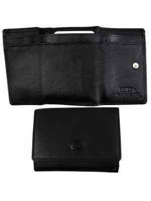 Wholesale Florentino Men's RFID Genuine Leather Wallet With Stud Closure Button - Black