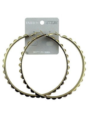 Wholesale Gold Square Pattern Round Hoop Earrings - 8cm