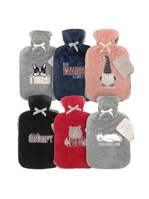 Wholesale Hot Water Bottles With Plush Applique Sherpa Reverse Cover