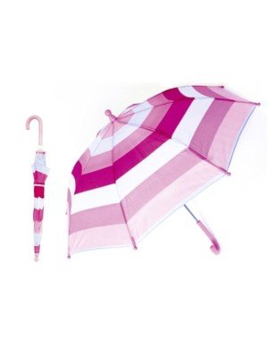 Wholesale Kids Auto Pink Striped Walking Umbrella With Crook Handle