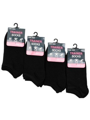 Wholesale Ladies Black Trainer Socks (3 Pair Pack)