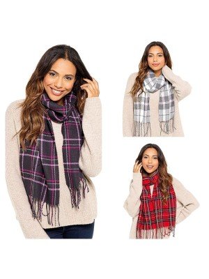 Wholesale Ladies Checkered Scarves - Assorted