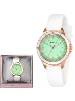 Wholesale Ladies Henley Silicone Strap Sports Watch - Aqua Green/White 