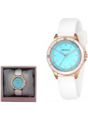 Wholesale Ladies Henley Silicone Strap Sports Watch - Turquoise/White 
