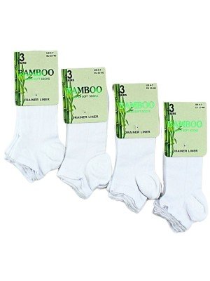 Wholesale Ladies Super Soft Bamboo Trainer Socks (3 Pack) - White