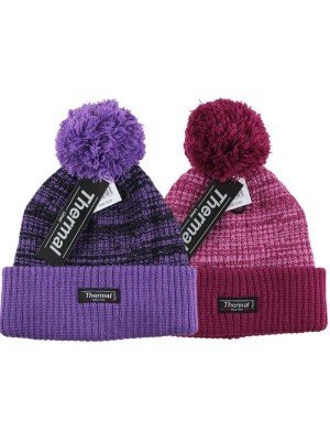 Wholesale Ladies Thermal Knitted Bobble Hat - Assorted 