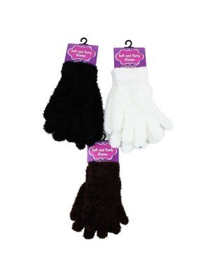 Wholesale Ladies Thermal Soft & Fluffy Gloves - Assorted Colours