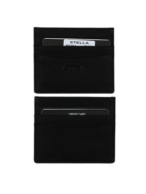 Wholesale Lappella Leather Flat Card & Coin Wallet - Black