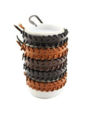 Wholesale Leather Bracelet - Assorted Design D (12 Pieces)