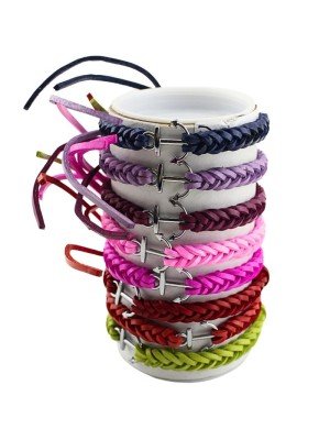 Wholesale Leather Bracelet Anchor Design - Assorted Colours (12 Pieces)