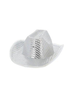 Wholesale LED Light Up Sequin Cowboy Hat - Silver
