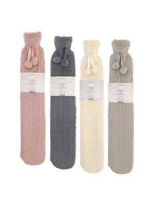 Wholesale Long Hot Water Bottles with Luxury Plush Jacquard Stripe Cover