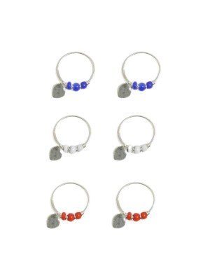 Sterling Silver Beaded Heart Charm Hoops - 10mm (Assorted) 