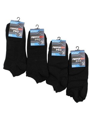 Wholesale Men's Perform Max Pro Black Trainer Socks (3 Pair Pack)
