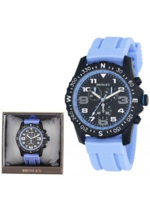 Wholesale Men's Henley Sports Silicone Multi Eye Watch - Black/Blue