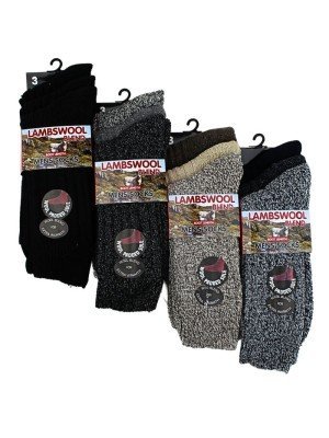 Wholesale Men's LambsWool Blend Thermal Boot Socks (3 Pack) - Assorted 