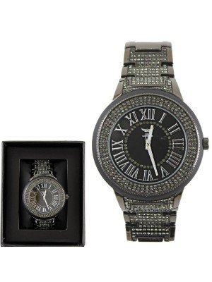Wholesale Men's NY London Bling Metal Bracelet Watch Black 