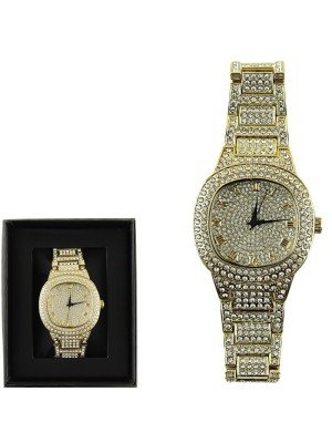 Wholesale Men's NY London Bling Metal Bracelet Watch - Gold 