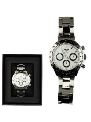 Wholesale Men's NY London Round Metal Bracelet Watch - Silver