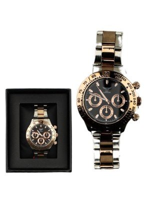 Wholesale Men's NY London Round Metal Bracelet Watch - Silver/Rose