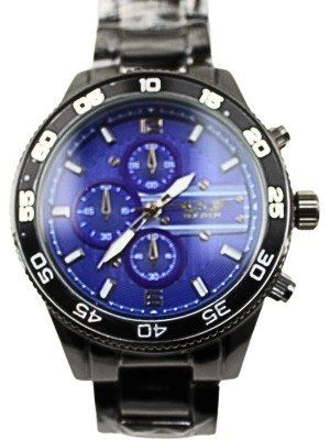 Wholesale Men's Softech Round Metal Bracelet Watch - Black/Blue