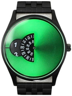 Wholesale Men's Softech Round Metal Bracelet Watch - Black/Green