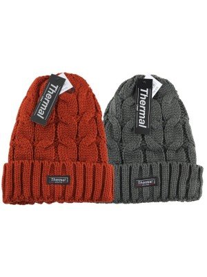 Wholesale Men's Thermal Cable Knitted Ski Hat - Assorted 