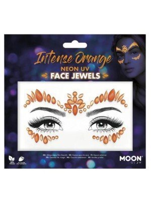 Wholesale Moon Glow Neon UV Face Jewels - Intense Orange 
