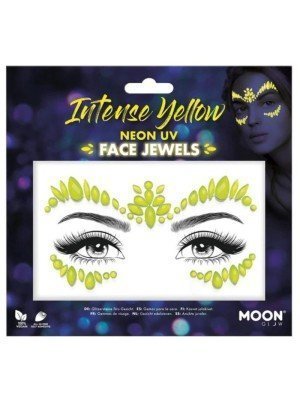 Wholesale Moon Neon UV Face Jewels - Intense Yellow 