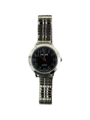 Wholesale Pelex Ladies Round Dial Metal Expander Strap Watch - Silver/Black
