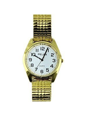 Wholesale Pelex Men's Metal Expander Strap Watch - Gold/White