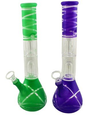 Wholesale Percolator Glass Waterpipe (12inch) - Assorted Colours and Designs