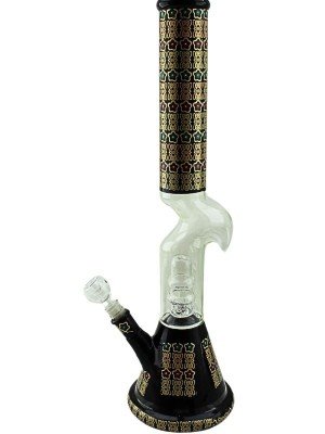 Wholesale Percolator Glass Waterpipe Black Patterned Design - Assorted (17 Inch)