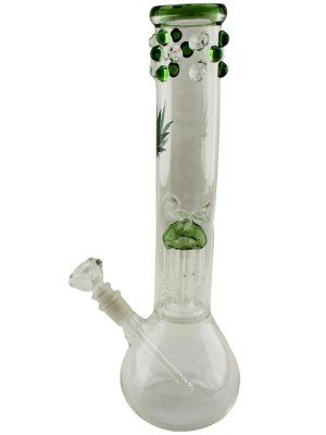 Wholesale Percolator Glass Waterpipe "Leaf Design" (14 Inch)
