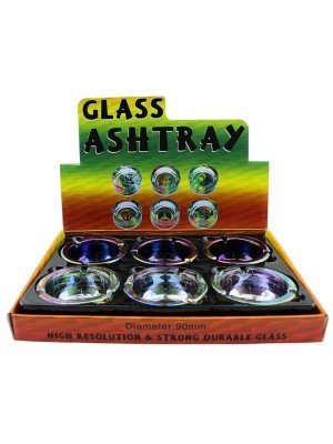 Wholesale Premium Round Rainbow Glass Ashtray - Assorted 