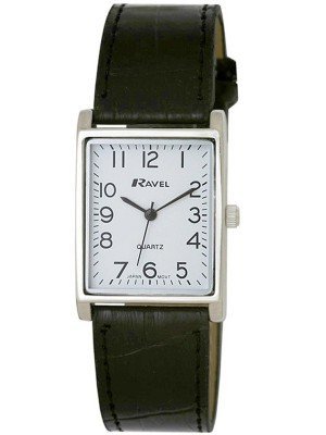 Ravel Men's Classic Rectangular Watch - Black Strap
