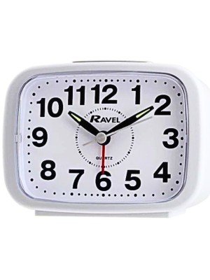 Wholesale Ravel Rectangular Quartz Sweeping Alarm Clock - White