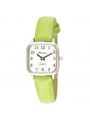 Wholesale Ravel Women's Cushion Shaped Bright Strap Watch - Bright Lime Green