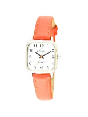 Wholesale Ravel Women's Cushion Shaped Bright Strap Watch - Bright Orange