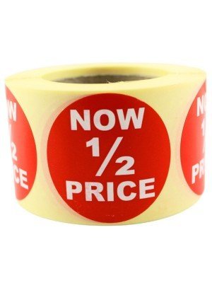 Wholesale Retail Label "Now 1/2 Price" Stickers (500) 