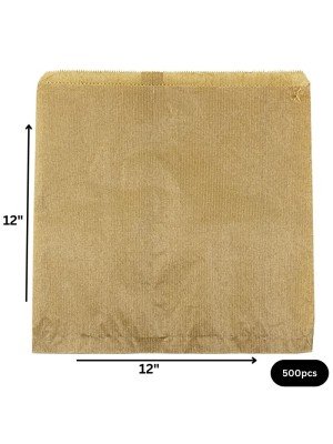 Wholesale Ribbed Pure Kraft Paper Bags Strung 12'' x 12'' (500pcs) 
