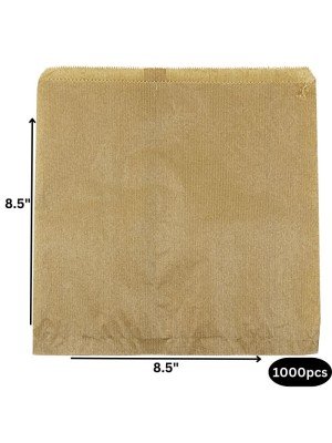 Wholesale Ribbed Pure Kraft Paper Bags Strung 8.5'' x 8.5'' (1000pcs) 