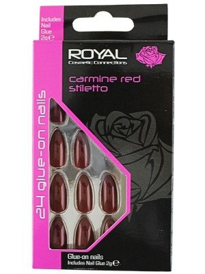 Wholesale Royal Cosmetic Glue-On Nails - Carmine Red Stiletto