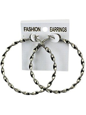 Wholesale Silver Twisted Hoop Earrings - 6cm 