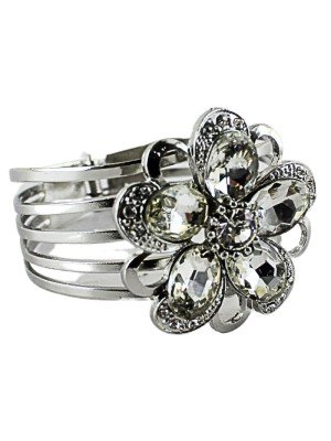 Wholesale Silver Coloured Bracelets - Flower Design