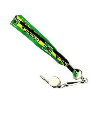 Wholesale Silver Whistle With Lanyard - Dominica Flag